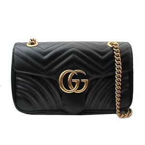 Black Marmont Matelassé Gold Gg Flap Crossbody